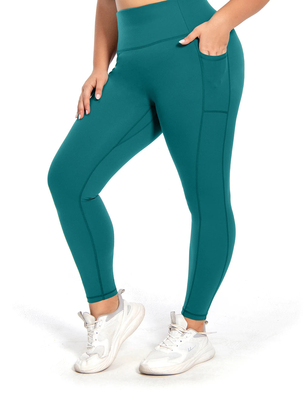 Tummy Control Yoga Leggings Pockets,No Front Seam Sports Leggings,Hidden Scrunch,High Waisted 25 Inch 7/8 plus Size