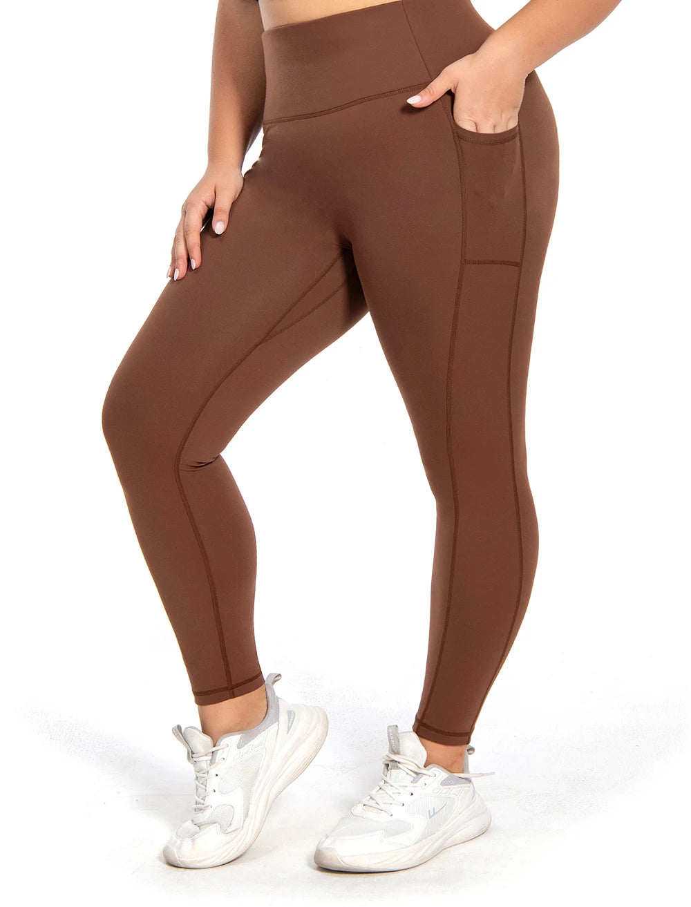 Tummy Control Yoga Leggings Pockets,No Front Seam Sports Leggings,Hidden Scrunch,High Waisted 25 Inch 7/8 plus Size