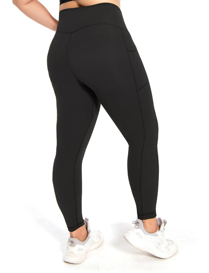 Tummy Control Yoga Leggings Pockets,No Front Seam Sports Leggings,Hidden Scrunch,High Waisted 25 Inch 7/8 plus Size