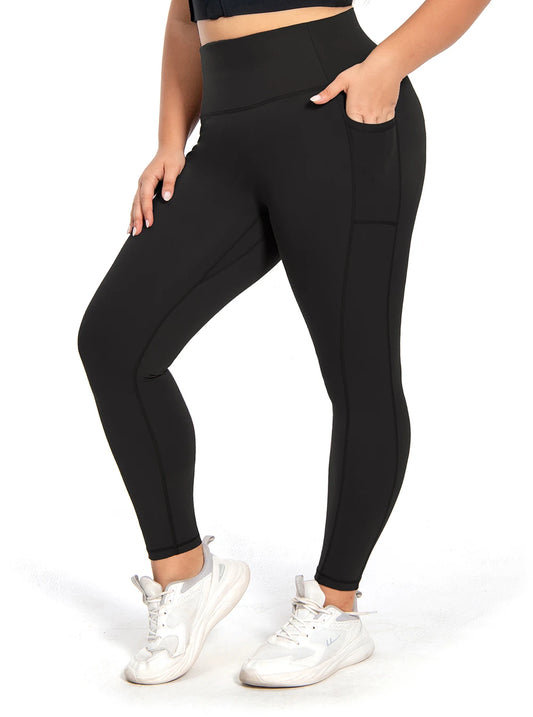 Tummy Control Yoga Leggings Pockets,No Front Seam Sports Leggings,Hidden Scrunch,High Waisted 25 Inch 7/8 plus Size